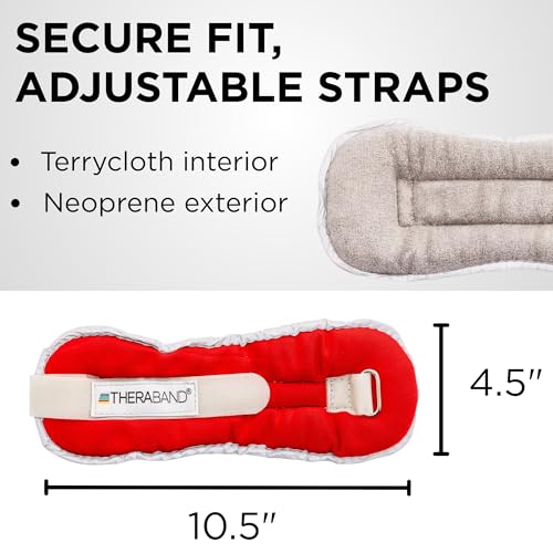 THERABAND Ankle Weights, Comfort Fit Wrist & Ankle Cuff Weight Set, Adjustable Walking Weights for Cardio, Home Workout, Ankle Strengthening & Physical Therapy, Red, 1 lb. Each, Set of 2, 2 Pounds