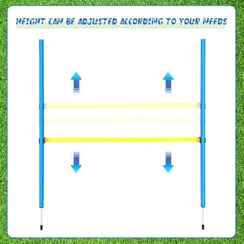 8 Set Dog Agility Jump Adjustable Dog Agility Hurdle Training Equipment Portable Jumper Hurdle Park Indoor Outdoor Exercise Tool 3.44ft High/ 2.95ft Wide(Blue and Yellow)