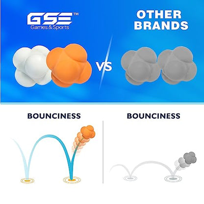 GSE Games & Sports Expert Sports Reaction Balls, Reactivity Ball for Field Training, Agility Trainer for Baseball, Rubber Bounce Balls for Hand-Eye Coordination & Speed Reflex Training