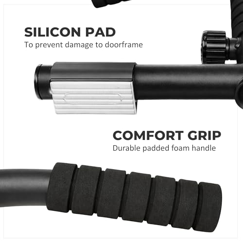 HANZO Doorway Pull Up Bar Set with Suspension Straps – Multi-Grip Chin Up Bar for Home Gym – No Screws, Strength Training Workout Bar, Door Gym Pullup Bar