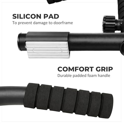 HANZO Doorway Pull Up Bar Set with Suspension Straps – Multi-Grip Chin Up Bar for Home Gym – No Screws, Strength Training Workout Bar, Door Gym Pullup Bar