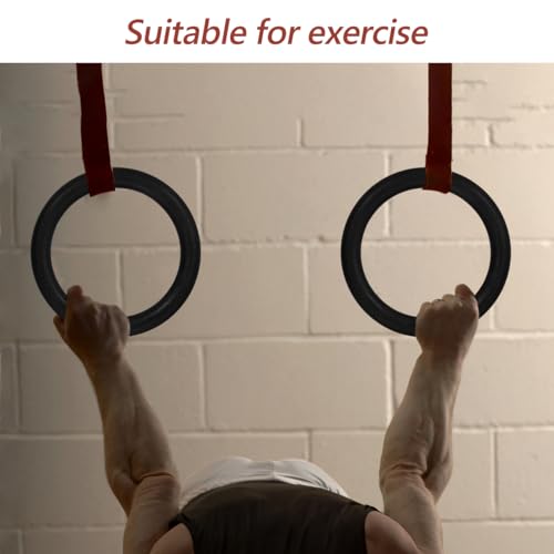 HANABASS 2Pcs Abs Gymnastics Rings 9 Inch Diameter Non-Slip Fitness Rings for Upper Body Strength Training Core Workouts and Functional Exercise at Home or Gym