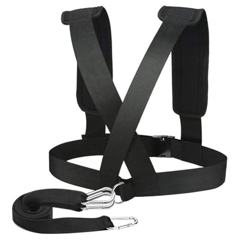 Sled Harness for Exercise, Adjustable Nylon Running Resistance Training Vest with Shoulder Pads for Football Basketball Strength Building, Black