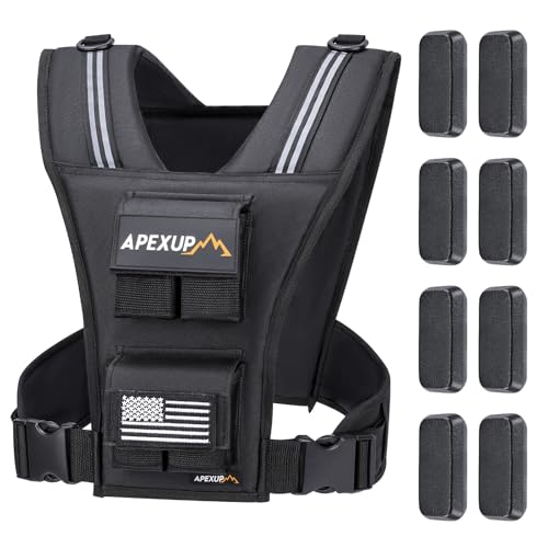 Adjustable Weighted Vest Men 20lbs/30lbs/40lbs Weights with Reflective Stripe, Weight Vest Woman Workout Vest for Strength Training Running Walking - color: Black, size: With Weights-20lbs