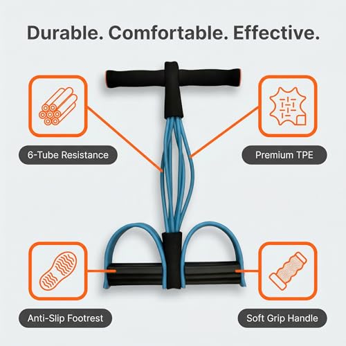 Upgraded Durable 6-Tube Pedal Resistance Strap with Handle, Natural Rubber Fitness Resistance Strap, Multifunctional Fitness Strap, Suitable for Abdominal, Waist, arm, and Leg Shaping Training