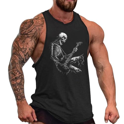 domirica Mens Sleeveless Cotton T-Shirts Novelty Graphic Crewneck Pullover Big and Tall Gym Muscle Outdoor Sleeveless Shirts