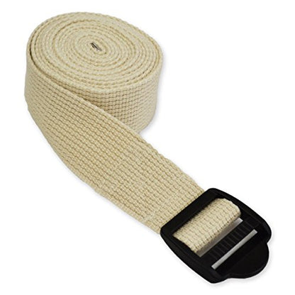 6' Cinch Buckle Cotton Yoga Strap - color: Tan