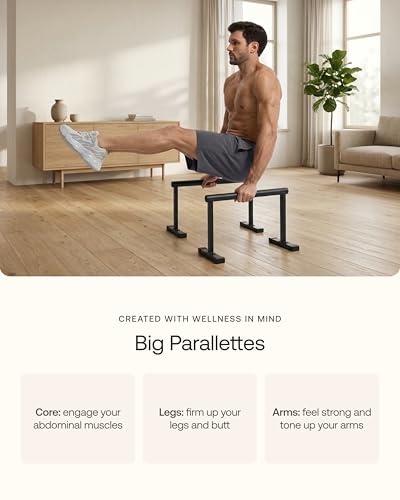 BetterMe Push Up Bars - Steel Parallettes for Calisthenics and Strength Training - Heavy Duty Pushup Bars for L Sits, Handstands and Planche - Stable Push Up Stands for Men