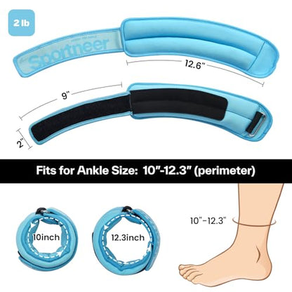 Sportneer Ankle Weights 0.5/1/2/3/5 LBS 1 Pair Wrist Leg Arm Weights for Women Men Kids Child with Adjustable Straps, Strength Weighted for Jogging Running Walking Fitness Gym Workout