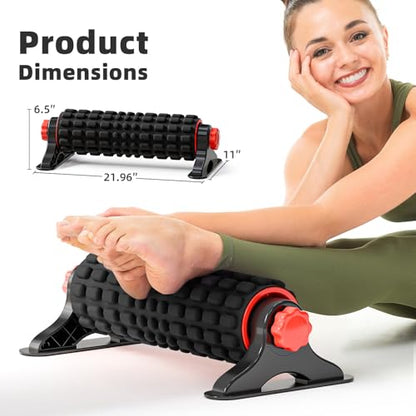 XL IT Band Firm Foam Roller with Resistance Holder - 17 inches - Exercise Roller for IT Band Issues, Deep Tissue Muscle Massage, Muscle and Back Roller for Fitness, Gym Equipment (Black) - color: Black