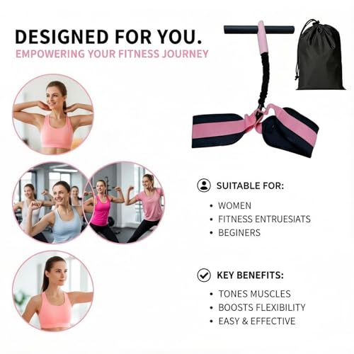 Pedal Resistance Band with Handle, Pink 55LBS Resistance Bands, Portable Sit Up Equipment for Women Home Gym, Suitable for Core, Abs, Arms, Waist and Leg Workout
