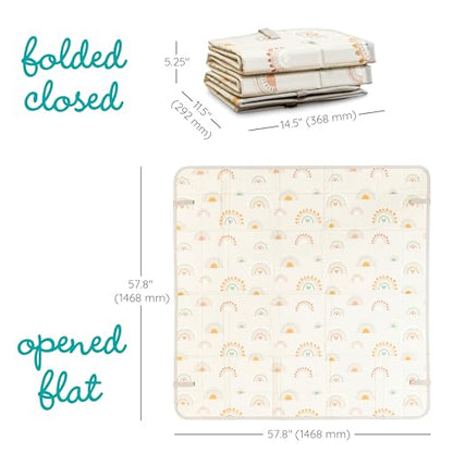 Infantino Foldable Soft Foam Play Mat, Reversible 57x57” Baby Mat for Floor Time, Lightweight, Portable & Easy to Store, Water Resistant, Wipeable, Rainbows - style: Rainbows
