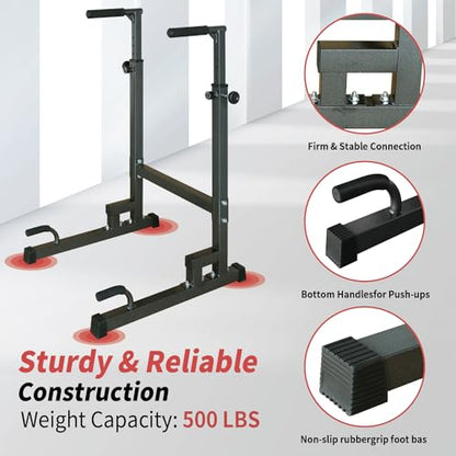 Adjustable Height Dip Bar Station, Heavy Duty Dip Station for Home Gym,Multi-function Dip Station Pull Up Bar Full Body Strength Training Workout Fitness Equipment for Tricep Dips - color: Dip Station