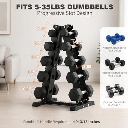 LIONSCOOL 5/6 Tier A-Frame Dumbbell Rack Stand Only, Heavy Duty Steel Weight Rack for Home Gym, Space-Saving Dumbbell Stand (200/300/600LBS Capacity)