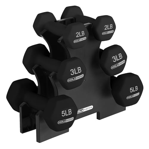 Neoprene Dumbbell Weights Set w/Rack, Home Gym Equipment - Portable Weighted Exercise Dumbbells for Fitness, Training, and Lifting Workouts - color: Black, size: 20 LB