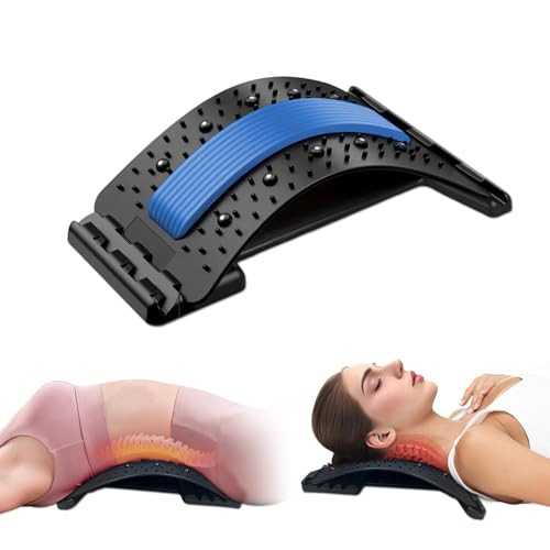 Back Stretcher - 4-Level Adjustable Lumbar Support Board & Back Cracker for Lower Back Pain Relief, Home Office Use (Blue) - color: Blue