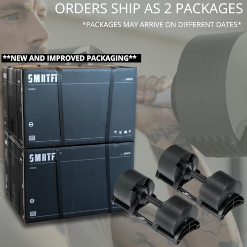 SMRTFT NUOBELL Adjustable Dumbbells 5–100 lb Set | Original NUOBELL | 26 Weights in 1 for Home Gym Strength Training | Steel-Knurled Handle | Space-Saving Dumbbell Set of 2 | 2-Year Warranty