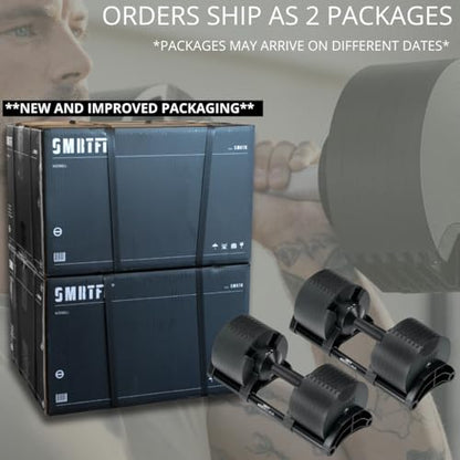 SMRTFT NUOBELL Adjustable Dumbbells 5–100 lb Set | Original NUOBELL | 26 Weights in 1 for Home Gym Strength Training | Steel-Knurled Handle | Space-Saving Dumbbell Set of 2 | 2-Year Warranty