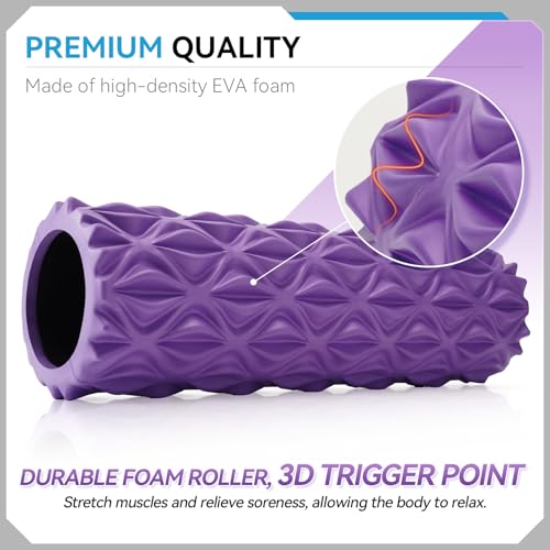 Foam Roller - 15 inch Deep Tissue Massager for Muscle Massage, Myofascial Trigger Point Release, Exercise, Yoga, Pilates & Stretching(Purple) - color: Purple