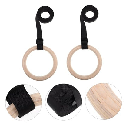 GANAZONO Gymnastic for Training Wooden Exercise with Adjustable Straps for Pull Ups and Dips Versatile Strength Training Equipment for