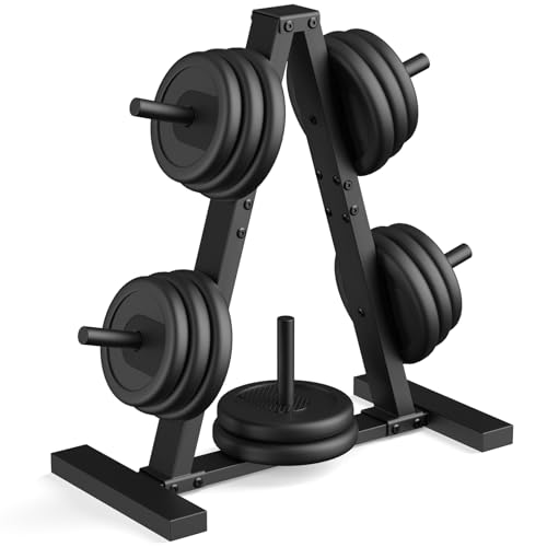 Weight Plate Rack, Weight Tree, Home Gym Storage Stand, Holds 300 lbs - color: 1-inch Black