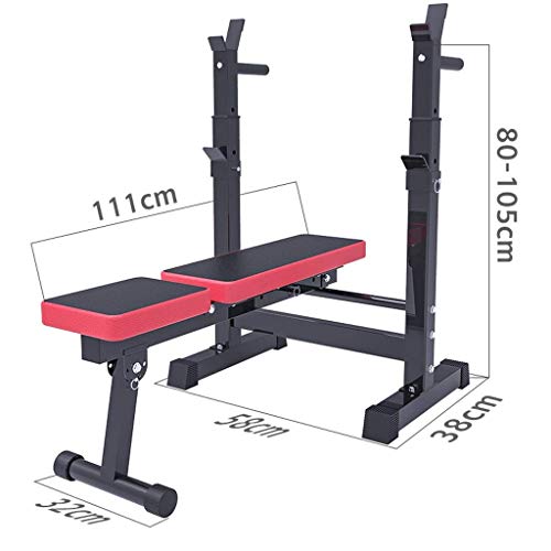 Dip Stands Weightlifting Bed Household Folding Weightlifting Bed Bench Press Rack Multifunctional Barbell Rack Small Professional Training Bed Dumbbell Stool Fitness Equipment ，Black-58x38x80~105cm