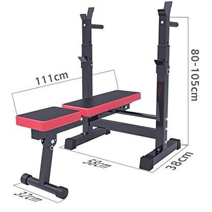 Dip Stands Weightlifting Bed Household Folding Weightlifting Bed Bench Press Rack Multifunctional Barbell Rack Small Professional Training Bed Dumbbell Stool Fitness Equipment ，Black-58x38x80~105cm
