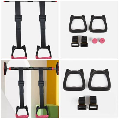 BESTonZON Professional Gymnastics Rings with Adjustable Straps, 2m Rope Length, Exercise Equipment for Pull-up and Bodybuilding Training, 1 Pair Set for Gymnastics and Fitness