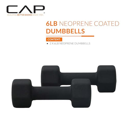 CAP Barbell Neoprene Dumbbell Weights Pairs & Sets | Black - style: 6 lb Pair
