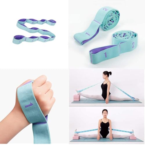 Elastic Stretching Strap with 11 Loops, Multi-Loop Yoga Stretching Strap Elastic Exercise Band, Improve Flexibility Arm Leg Stretching Strap Home Gym Equipment for Physical Therapy Pilates Gymnastics