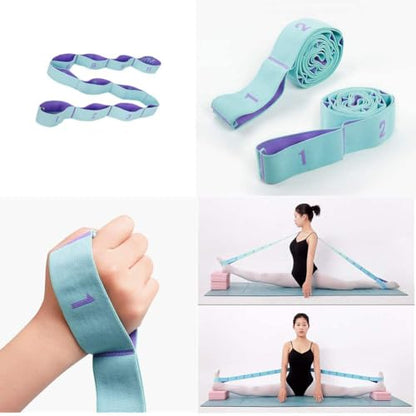 Elastic Stretching Strap with 11 Loops, Multi-Loop Yoga Stretching Strap Elastic Exercise Band, Improve Flexibility Arm Leg Stretching Strap Home Gym Equipment for Physical Therapy Pilates Gymnastics