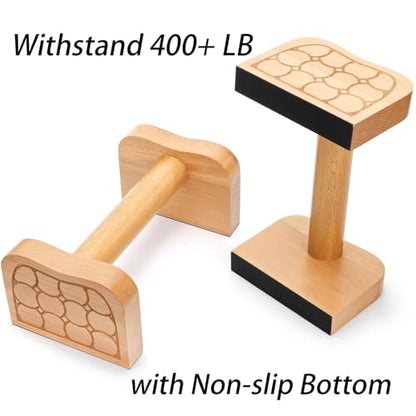 Wooden Parallettes Bars, Solid Beech Wood Push-up Stand for Calisthenics, Non-Slip Push Up Bars for Home Gym, Wrist-Friendly Push Up Handles for Handstand & Strength Training