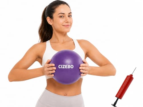 CIZEBO Pilates Ball 8 inch, Small Exercise Ball for Between Knees with Needle Pump for Yoga Core Workout Fitness - color: Purple