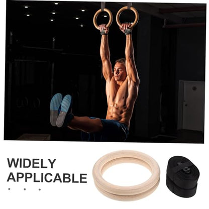 BESTonZON Wooden Gymnastic Rings with Adjustable Straps for Home Fitness Durable Bodyweight Training Equipment for Strength and Flexibility Enhancement for Indoor Workouts