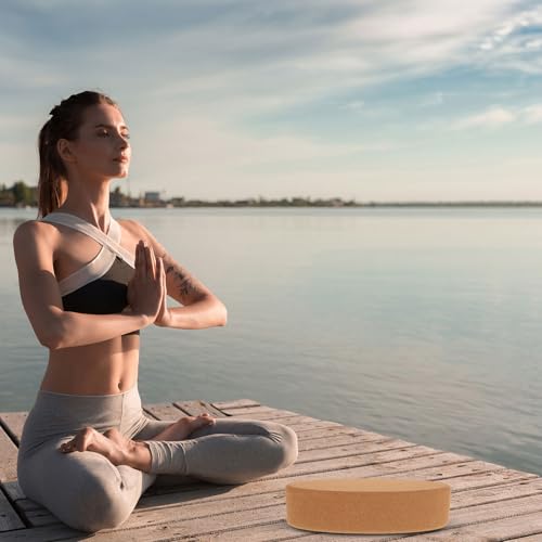 Cork Yoga Blocks Set, High-density Oval Shape Balance Blocks, Soft Natural Cork Material for Pilates, Stretching, and Home Workout Fitness Accessories for Men and Women