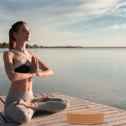 Cork Yoga Blocks High Density Oval Shape Non-slip Soft Yoga Accessories for Women and Men for Pilates Stretching Calf and Heel Support