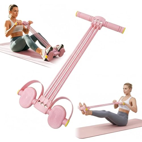 Pedal Resistance Bands with Handles, Adjustable 6-Tube Foot Pedal Resistance Band, Heavy-Duty Natural Rubber Tension Bands for Full Body Workout, Home Fitness Training for Abdomen, Arms, Legs & Waist