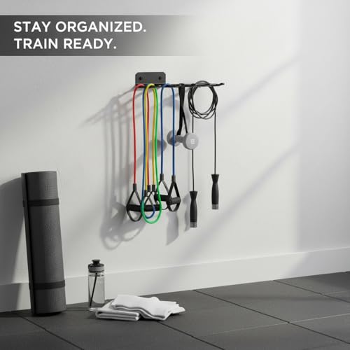 Wall-Mounted Iron Rack for Resistance Bands, Space-Saving Home Gym Organizer with Hooks for Fitness Accessories