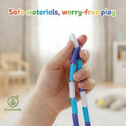 HEREROPE Jump Rope for Kids Ages 4-7 8-12, Hard Shatterproof Beads, Adjustable 7.2FT Tangle-Free Jump Rope for Boys Girls, School PE Fitness Outdoor Exercise - color: Blue White