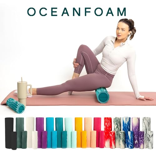 Oceanfoam Ripple Small Foam Roller for Exercise (Jade & Seafoam Marbled) - color: Jade & Seafoam Marbled