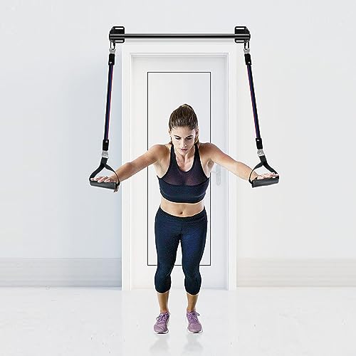 SELEWARE Wall Mounted Pull Up Bar, Chin Up Bar with Resistance Band Hooks