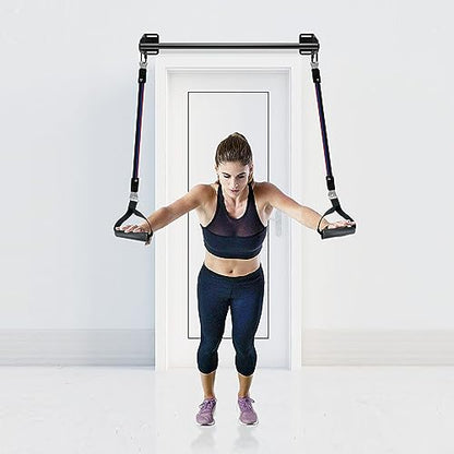 SELEWARE Wall Mounted Pull Up Bar, Chin Up Bar with Resistance Band Hooks