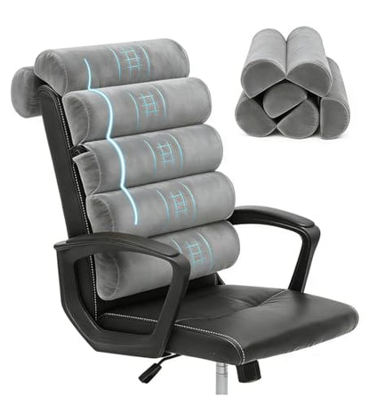 Lumbar Support Pillow for Office Chair,Computer/Desk Chair/Couch,Sitting on Bed,Back Support Adjustable for Chair,Patented 6-fold semicircular Back Cushion (Short Velvet Cover)