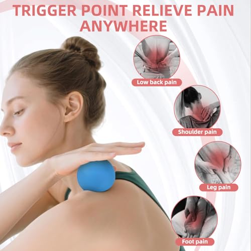 Massage Lacrosse Balls 2 Pack, Rubber Trigger Point Therapy Balls for Deep Tissue Myofascial Release, Plantar Fasciitis & Muscle Soreness Relief, Portable Pain Relief Tool (Light Pink and Grey) - color: Light Pink and Grey