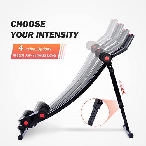 ZELUS Ab Machine for Home Gym, Core Strength Training Equipment for Home Fitness, Ab Crunch Coaster with 4 Intensities and Digital Display, Foldable Core Trainer for Abdominal