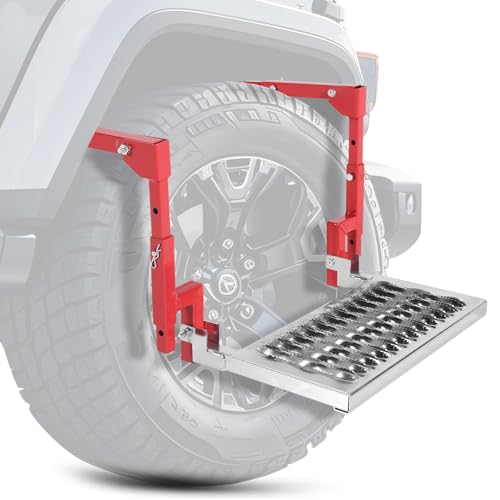 Heavy Duty Folding Tire Step for Truck SUV RV, Adjustable Tire Mounted Step