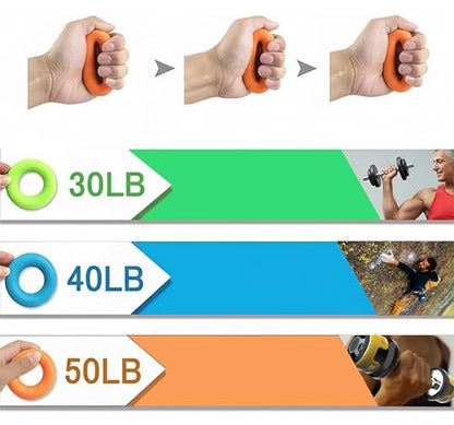 Grip Strength Trainer,Hand Grip Strengthener,Forearm Grip Workout - Grip Trainer Silicone Rings for Rock Climbing, Athletes & Stress Relief & Rehabilitation