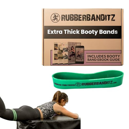Extra Thick Booty Bands - for Glutes and Legs Workouts - Includes eGuide for Women - Mini Loop Exercise Band Engages Hips, Thighs, Butt, and Abs - 5 Mini Resistance Band Sizes 5-100 lbs