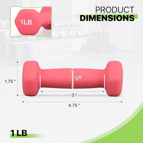 Neoprene Coated Dumbbell Hand Weights Set – 1LB, 2LB, 3LB, 5LB Pairs for Strength Training and Home Workouts, Hex Shape for Stability and Non-Slip Grip
