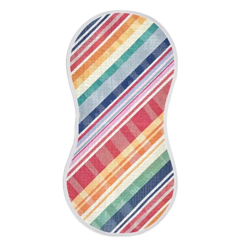 Colorful Stripes Muslin Burp Cloths 1 Pack - Extra Large 22"x11", 4-Layer Soft Absorbent Cotton, Waterproof Backing, Baby Drool Rags for Newborn